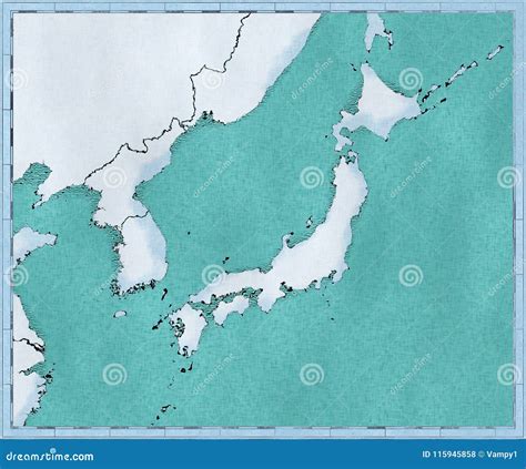 Map of Japan, North Korea and South Korea, Physical Map Asia, East Asia ...