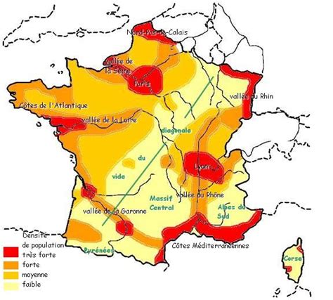 Carte de densité de population en France