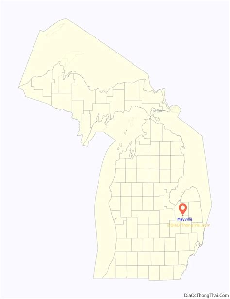 Map of Mayville village, Michigan