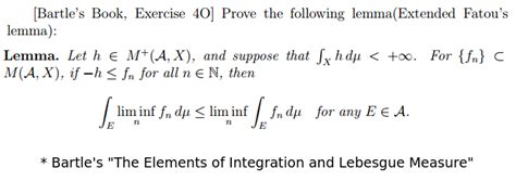 Solved Prove the following lemma(Extended Fatou's lemma): | Chegg.com