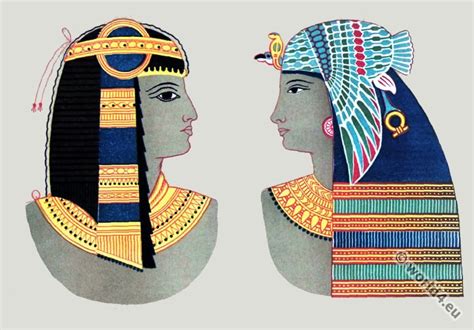 Ancient Egypt Pharaoh crowns and headdresses. Wall Paintings Thebes ...