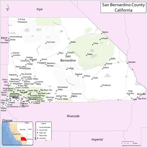 San Bernardino County Map, California, USA | Towns and Cities in San Bernardino County, Facts ...