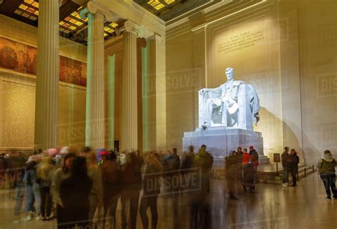 View of Lincoln statue in the Lincoln Memorial at night, Washington D.C ...