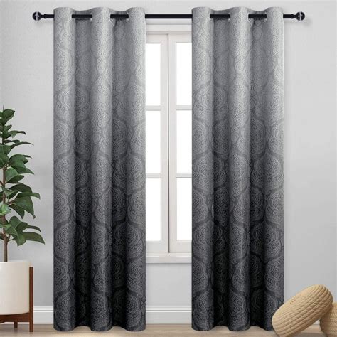 Canora Grey Ombre Blackout Curtains For Bedroom - Damask Patterned ...