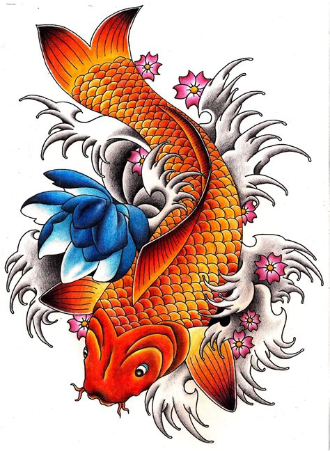 https://www.askideas.com/media/30/Amazing-Carp-Fish-With-Flowers-Tattoo-Design.jpg | Koi tattoo ...