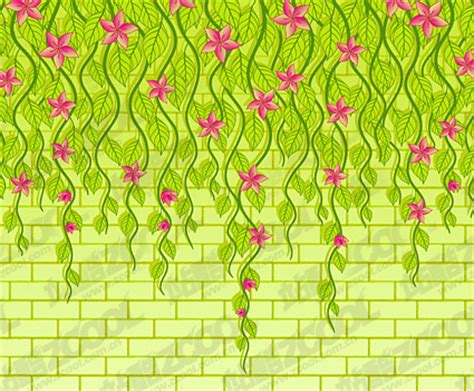 Vector flowers on the wall material Vector for Free Download | FreeImages