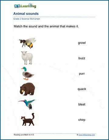 Animal Sounds Worksheets | K5 Learning - CubeForTeachers - Cube For Teachers