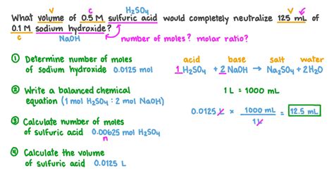 Question Video: Calculating the Volume of Sulfuric Acid That Completely Neutralizes a Given ...