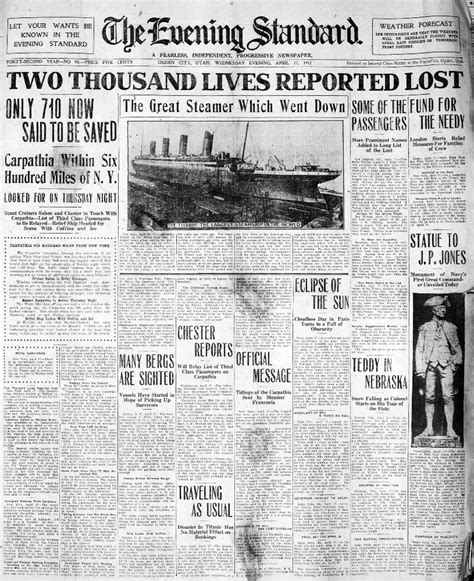 Titanic in Black and White - Newspaper Coverage