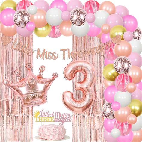 Amazon.com: Rose Gold Little Miss Threenager 3rd Birthday Decorations ...