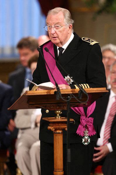 King Albert II of Belgium speaks during the abdication ceremony inside ...