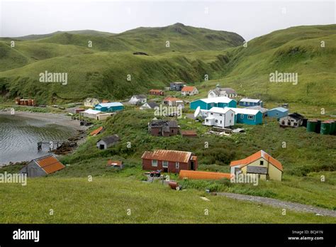 Native Village of Atka on Atka Island SW AK Summer Stock Photo - Alamy