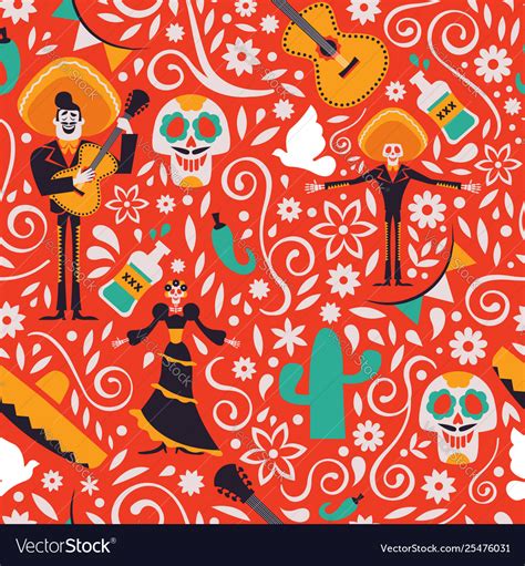 Mexico culture seamless pattern background Vector Image