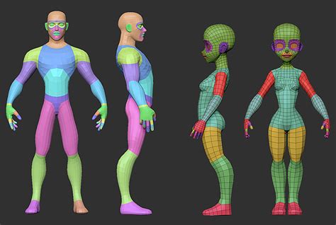 Male female base mesh 3D model - TurboSquid 1408238 | Cartoon body ...