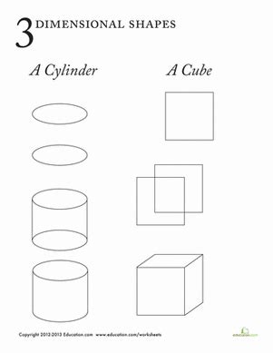 First Grade Shapes Drawing & Painting Worksheets: 3-Dimensional Shapes ...