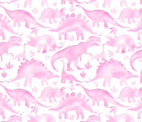 Pink Dinosaurs - larger scale fabric - emeryallardsmith - Spoonflower