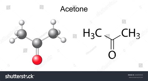 Structural Chemical Formula Of Acetone Molecule, 2d And 3d Illustration, Isolated On White ...