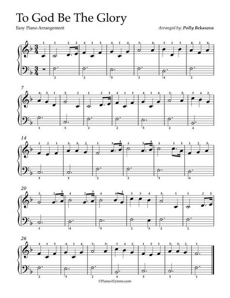 Free Piano Arrangement - To God Be The Glory - Easy/Beginner | Clarinet sheet music, Piano sheet ...