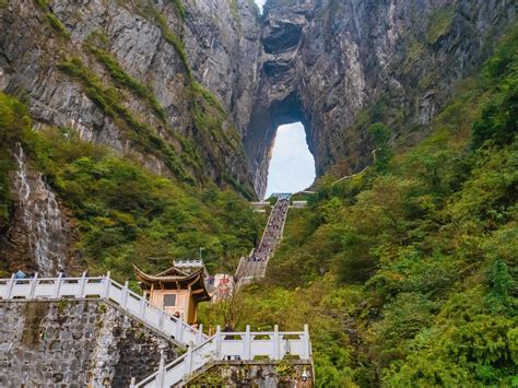 zhangjiajie.China-15 october 2018.Heaven gate cave of tianmen mountain ...