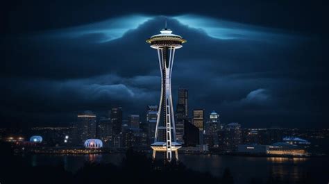 Premium AI Image | Night view of Space Needle