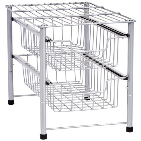 Buy Amazon Basics 2-Tier Sliding Drawers Basket Storage Organizer, Silver Online at desertcartUAE