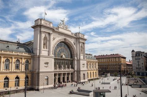 Main Facade of the Budapest Keleti Palyaudvar Train Station during a ...