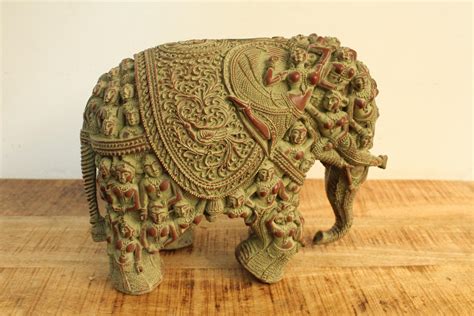 Polyresin Tribal Airavat Elephant Statue in Stone Finish – Style It by Hanika