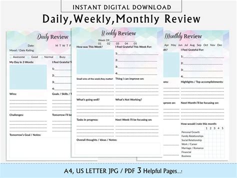 Daily and Monthly Review Planner Weekly Review Journal - Etsy