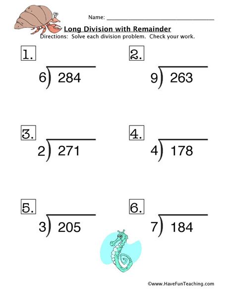 Long Division Free Worksheets | Long Division Worksheets