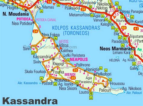 Kassandra road map - Ontheworldmap.com