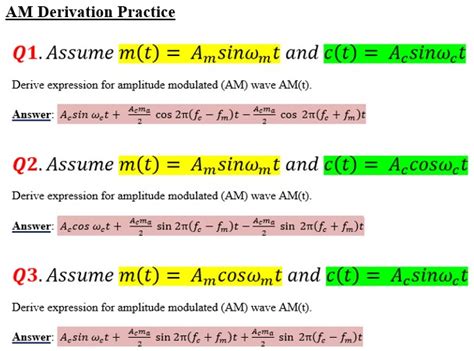 Amplitude Modulation (AM) Mathematical Derivation AM expression