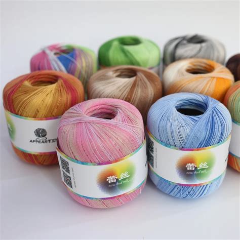 300g(50g*6pcs) Cotton Metallic Lace Rainbow Yarn Colorful Thin Thread For Crocheting Knitting By ...