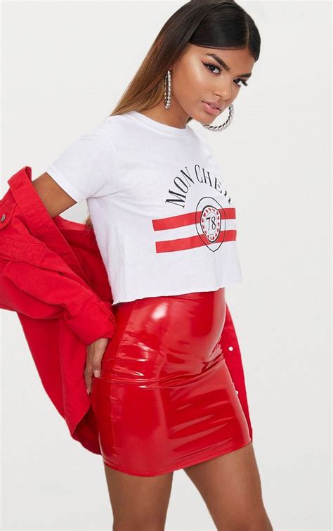 Petite Red Vinyl Mini Skirt | Mini skirts, Vinyl mini skirt, Fashion