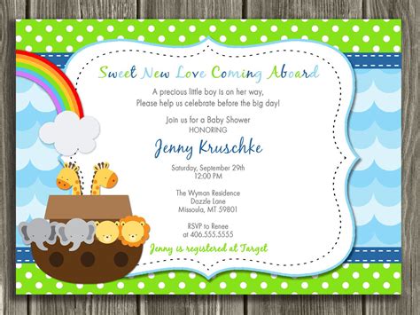 Noah's Ark Baby Shower Invitation - FREE thank you card included. $13. ...