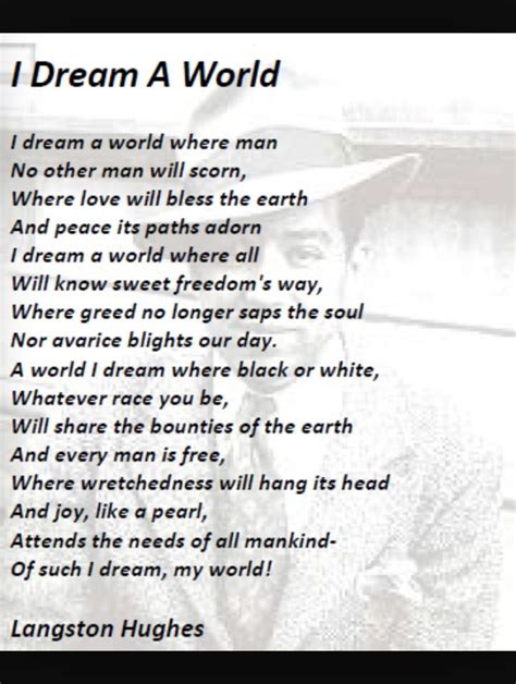 Poem: "I Dream a World" - by Langston Hughes. | Black history month quotes, Black history quotes ...