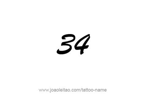 Thirty Four-34 Number Tattoo Designs - Tattoos with Names