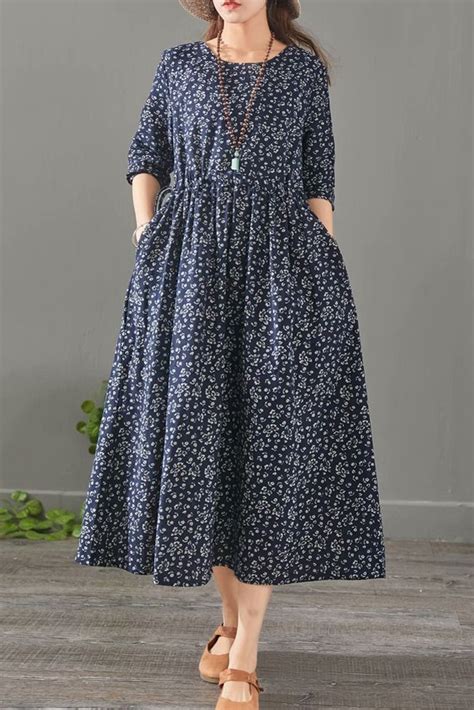 Loose Floral Cotton Linen Maxi Dresses For Women 1527 | Womens dresses, Maxi dress, Linen maxi dress