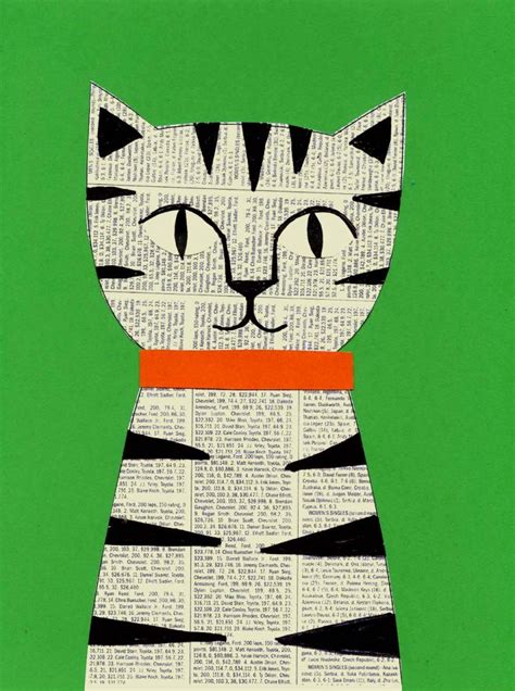 Newspaper Collage Cat · Art Projects for Kids