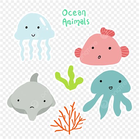 Printable Sticker PNG Transparent, Printable Ocean Animals Stickers, Animals Sticker, Ocean ...