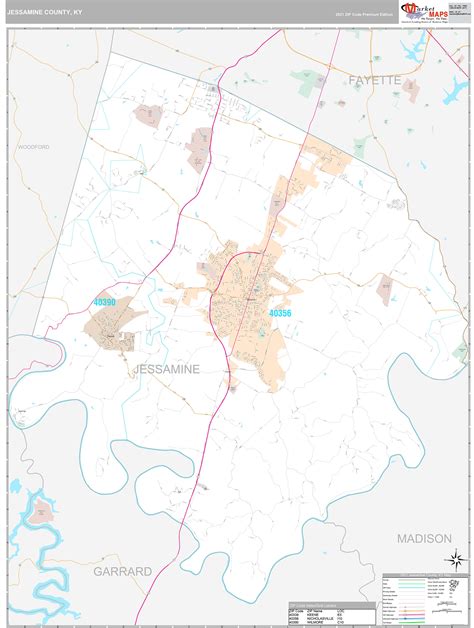 Jessamine County, KY Wall Map Premium Style by MarketMAPS - MapSales