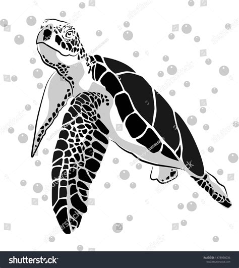 Graphic Sea Turtlevector Illustration Sea Turtle Stock Vector (Royalty Free) 1478930036 ...