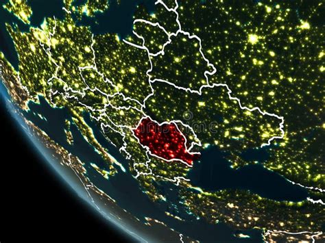 Satellite View of Romania at Night Stock Illustration - Illustration of ...