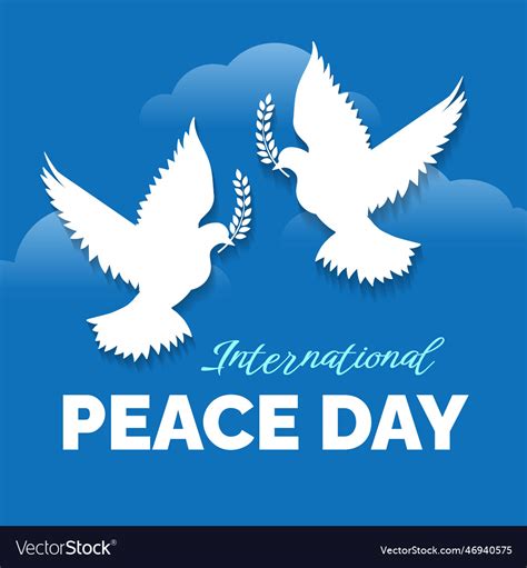 Pigeons with leaf symbol of peace emblem Vector Image