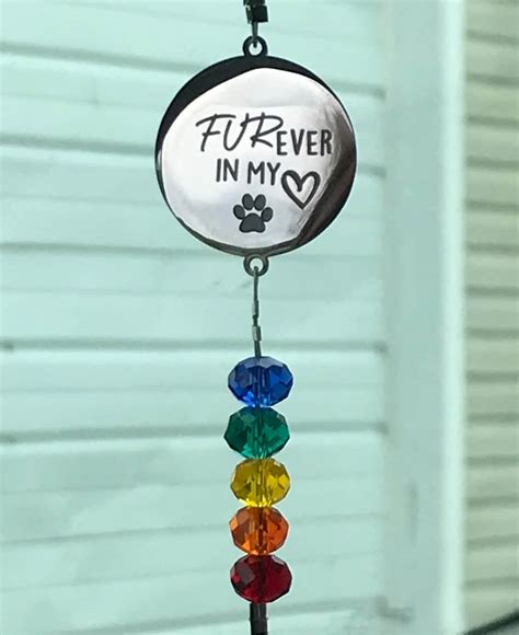 Rainbow Bridge Pet Memorial Suncatcher Personalized Rearview - Etsy