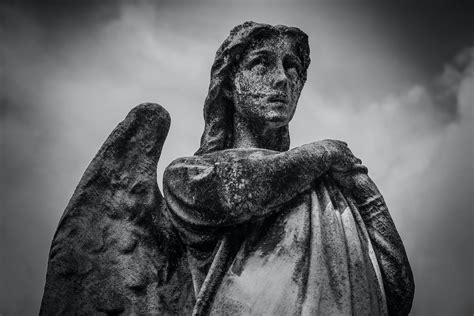 Woman With Wings Statue Grayscale Photo · Free Stock Photo