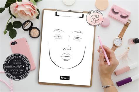 Makeup Face Chart Face Chart Practice Sheets Printable Make - Etsy Canada