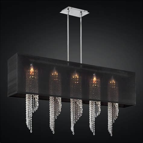 Rectangular Crystal Chandelier with Shade