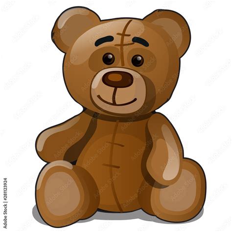 Soft toy teddy bear isolated on white background. Vector cartoon close-up illustration. Stock ...