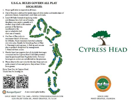 Scorecard - Cypress Head Golf Club