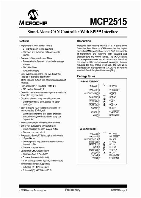 MCP2515_1318359.PDF Datasheet Download --- IC-ON-LINE